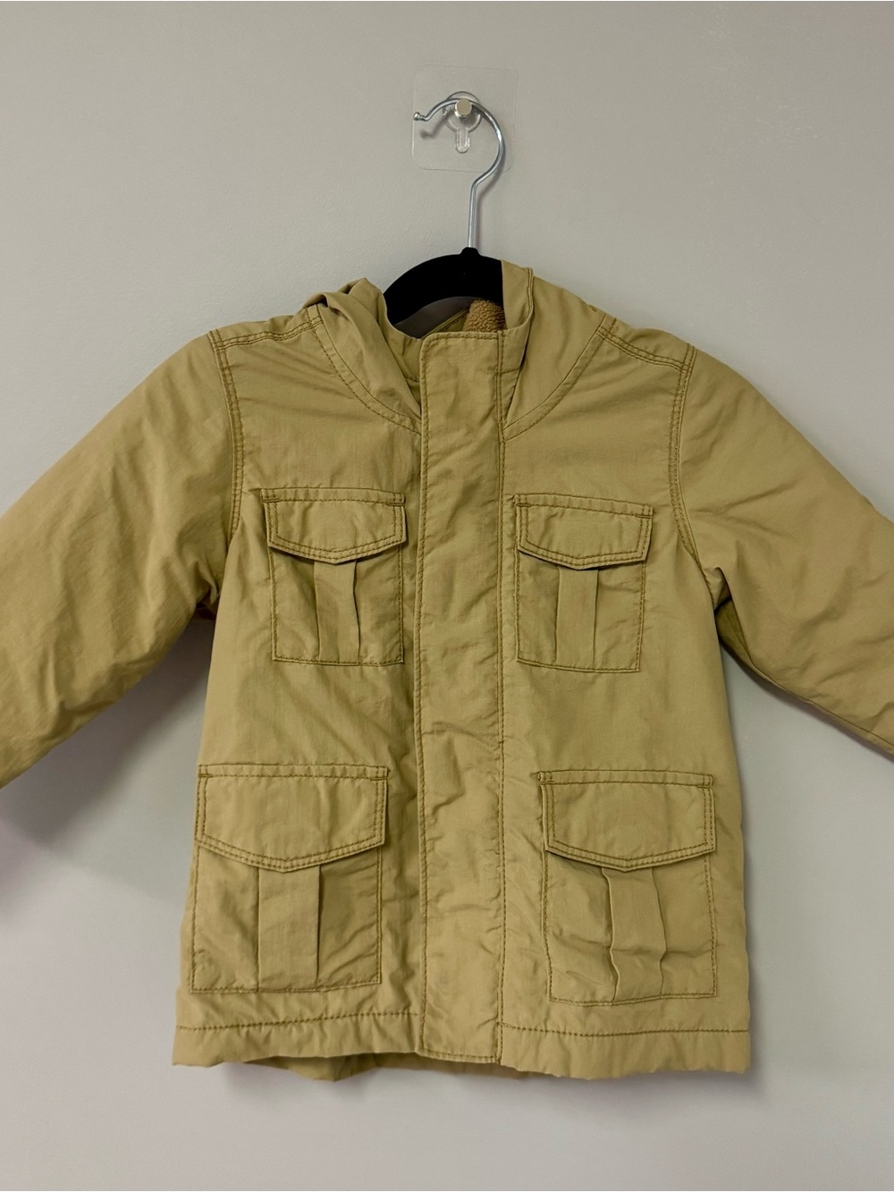 Old Navy Kids Hooded Utility Puffer Jacket in Khaki